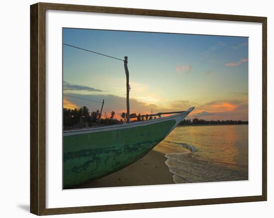 Outrigger Boat at Sunset at This Fishing Beach and Popular Tourist Surf Destination, Arugam Bay, Ea-Robert Francis-Framed Photographic Print