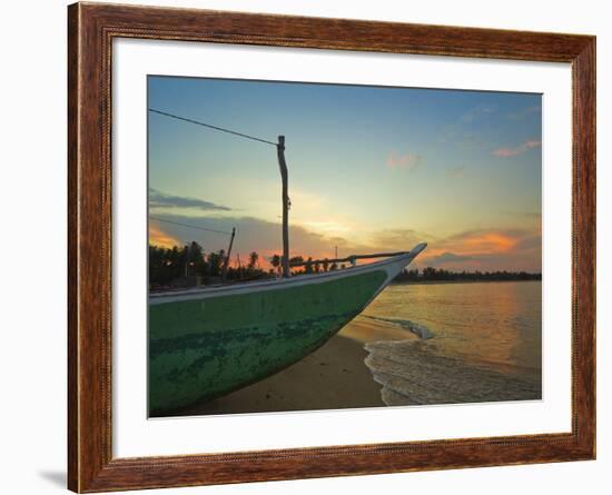 Outrigger Boat at Sunset at This Fishing Beach and Popular Tourist Surf Destination, Arugam Bay, Ea-Robert Francis-Framed Photographic Print