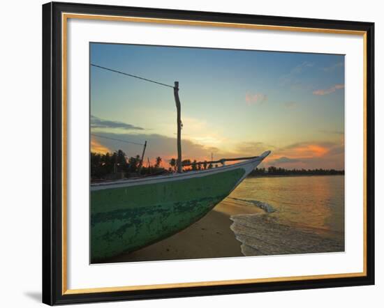 Outrigger Boat at Sunset at This Fishing Beach and Popular Tourist Surf Destination, Arugam Bay, Ea-Robert Francis-Framed Photographic Print