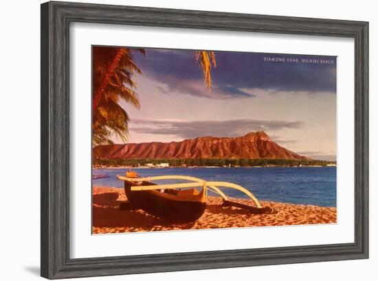 Outrigger on Beach by Diamond Head, Hawaii-null-Framed Art Print