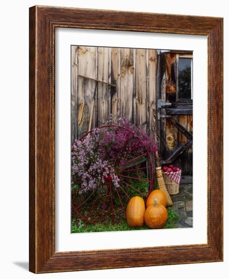 Outside barn in autumn at Drury Place. Weston, Vermont, USA-Scott T^ Smith-Framed Photographic Print