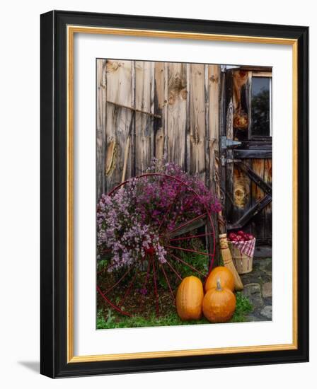 Outside barn in autumn at Drury Place. Weston, Vermont, USA-Scott T^ Smith-Framed Photographic Print