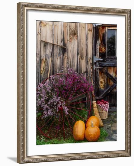 Outside barn in autumn at Drury Place. Weston, Vermont, USA-Scott T^ Smith-Framed Photographic Print