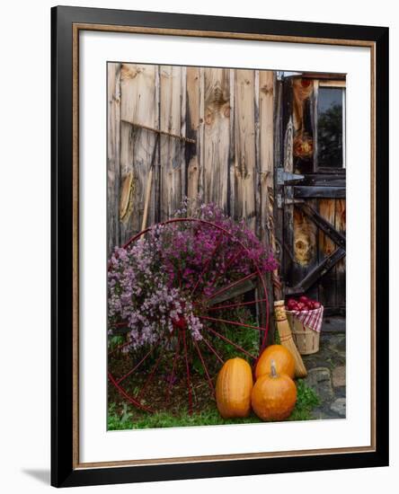 Outside barn in autumn at Drury Place. Weston, Vermont, USA-Scott T^ Smith-Framed Photographic Print