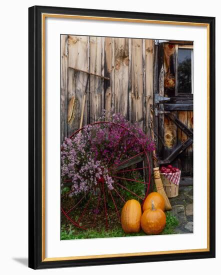 Outside barn in autumn at Drury Place. Weston, Vermont, USA-Scott T^ Smith-Framed Photographic Print