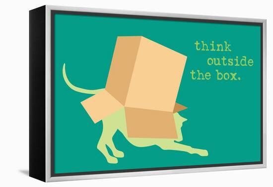 Outside Box - Green Version-Dog is Good-Framed Stretched Canvas