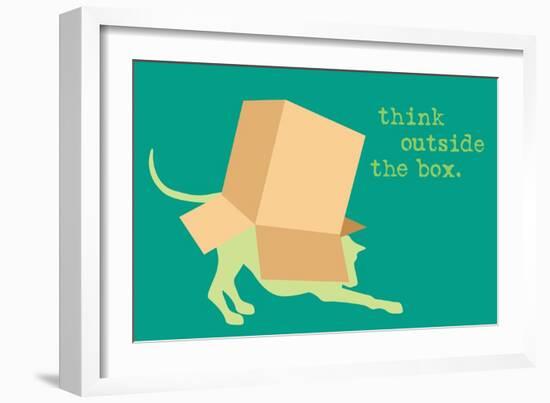 Outside Box - Green Version-Dog is Good-Framed Art Print