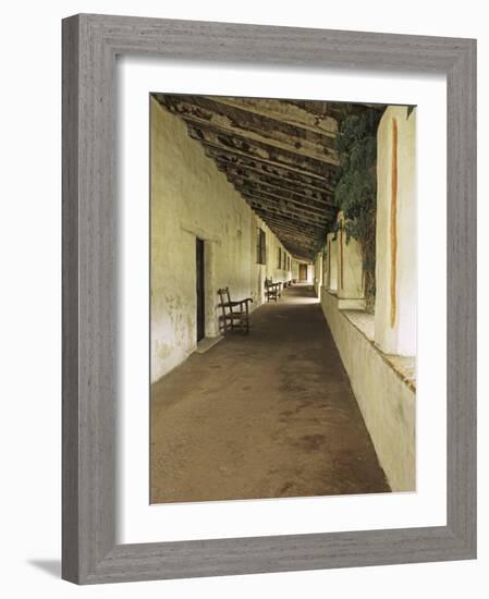 Outside Covered Passageway at the Mission Carmel Near Monterey, Carmel-By-The-Sea, California, USA-Dennis Flaherty-Framed Photographic Print