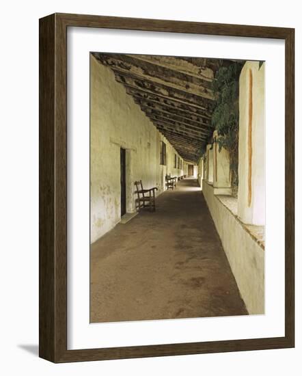 Outside Covered Passageway at the Mission Carmel Near Monterey, Carmel-By-The-Sea, California, USA-Dennis Flaherty-Framed Photographic Print