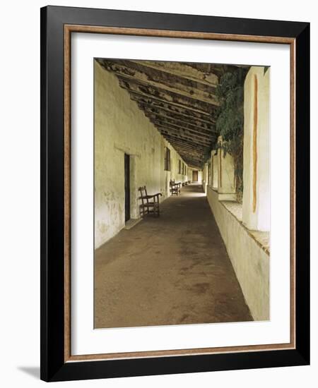 Outside Covered Passageway at the Mission Carmel Near Monterey, Carmel-By-The-Sea, California, USA-Dennis Flaherty-Framed Photographic Print