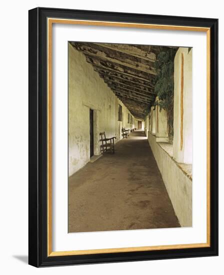 Outside Covered Passageway at the Mission Carmel Near Monterey, Carmel-By-The-Sea, California, USA-Dennis Flaherty-Framed Photographic Print