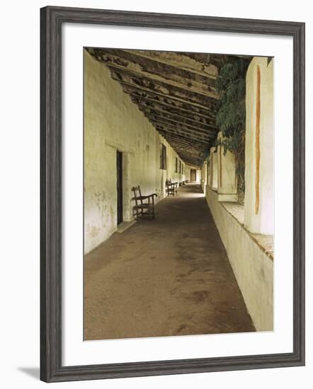 Outside Covered Passageway at the Mission Carmel Near Monterey, Carmel-By-The-Sea, California, USA-Dennis Flaherty-Framed Photographic Print