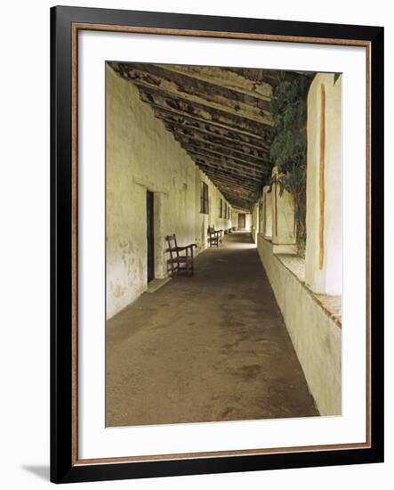 Outside Covered Passageway at the Mission Carmel Near Monterey, Carmel-By-The-Sea, California, USA-Dennis Flaherty-Framed Photographic Print