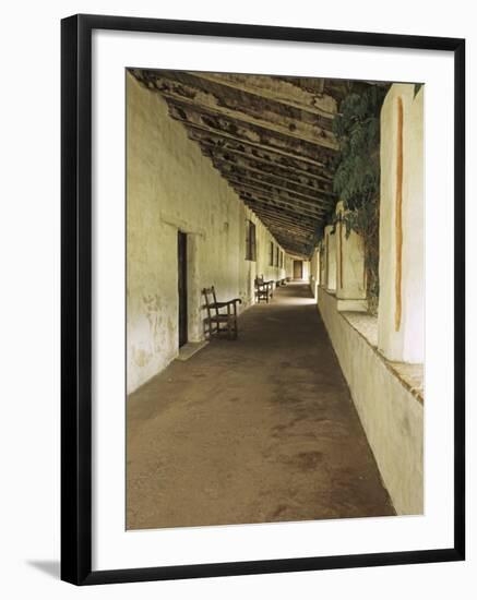 Outside Covered Passageway at the Mission Carmel Near Monterey, Carmel-By-The-Sea, California, USA-Dennis Flaherty-Framed Photographic Print