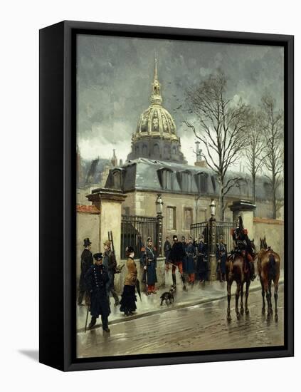 Outside Les Invalides, Paris-Jean-Baptiste Edouard Detaille-Framed Premier Image Canvas