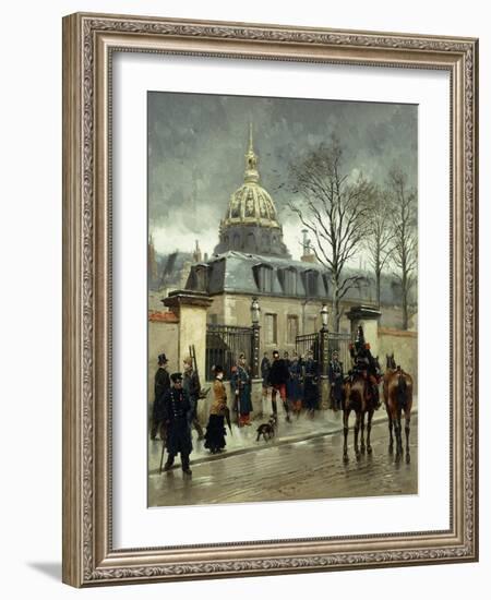 Outside Les Invalides, Paris-Jean-Baptiste Edouard Detaille-Framed Giclee Print