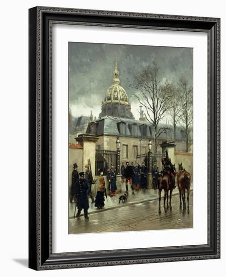 Outside Les Invalides, Paris-Jean-Baptiste Edouard Detaille-Framed Giclee Print