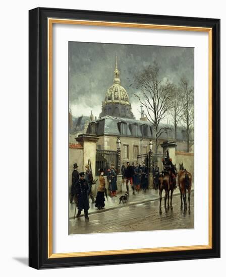 Outside Les Invalides, Paris-Jean-Baptiste Edouard Detaille-Framed Giclee Print