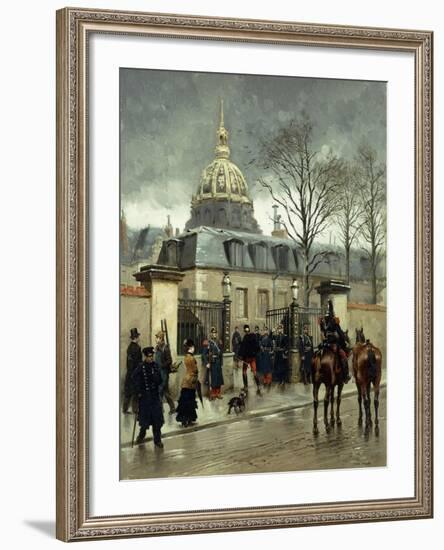 Outside Les Invalides, Paris-Jean-Baptiste Edouard Detaille-Framed Giclee Print