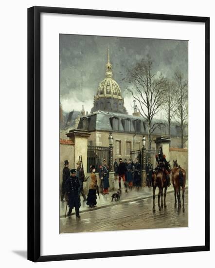 Outside Les Invalides, Paris-Jean-Baptiste Edouard Detaille-Framed Giclee Print