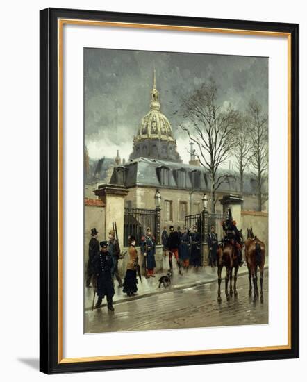 Outside Les Invalides, Paris-Jean-Baptiste Edouard Detaille-Framed Giclee Print