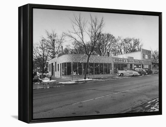 Outside of George Higgins Pontiac Dealership-Wallace Kirkland-Framed Premier Image Canvas