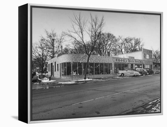 Outside of George Higgins Pontiac Dealership-Wallace Kirkland-Framed Premier Image Canvas