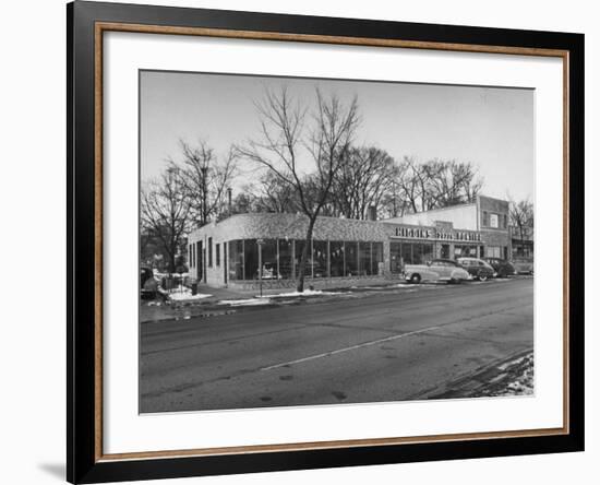 Outside of George Higgins Pontiac Dealership-Wallace Kirkland-Framed Premium Photographic Print