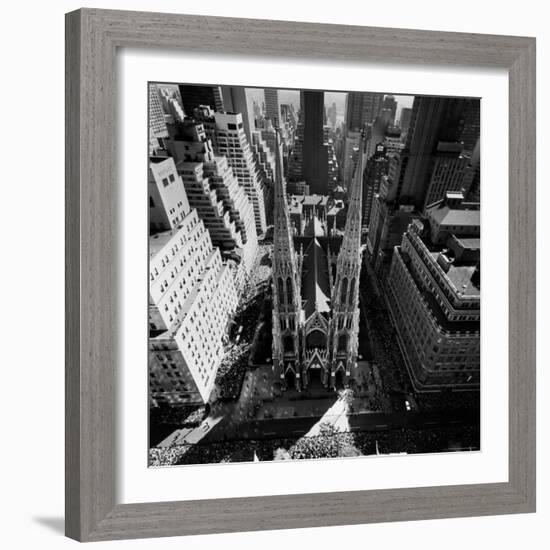 Outside St. Patricks Cathedral During Pope Paul VI's Visit-Michael Rougier-Framed Photographic Print