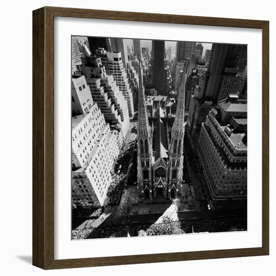 Outside St. Patricks Cathedral During Pope Paul VI's Visit-Michael Rougier-Framed Photographic Print