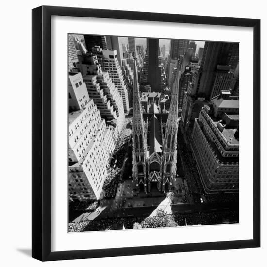 Outside St. Patricks Cathedral During Pope Paul VI's Visit-Michael Rougier-Framed Photographic Print