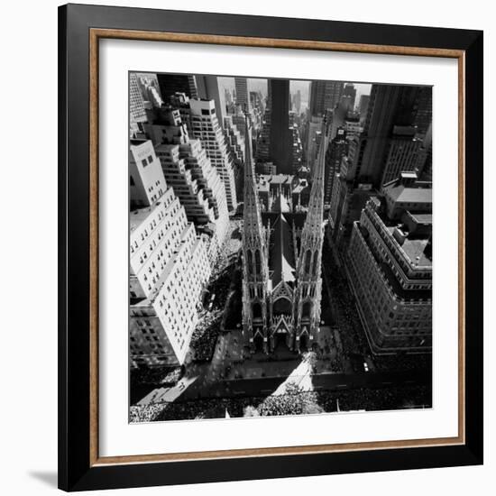 Outside St. Patricks Cathedral During Pope Paul VI's Visit-Michael Rougier-Framed Photographic Print