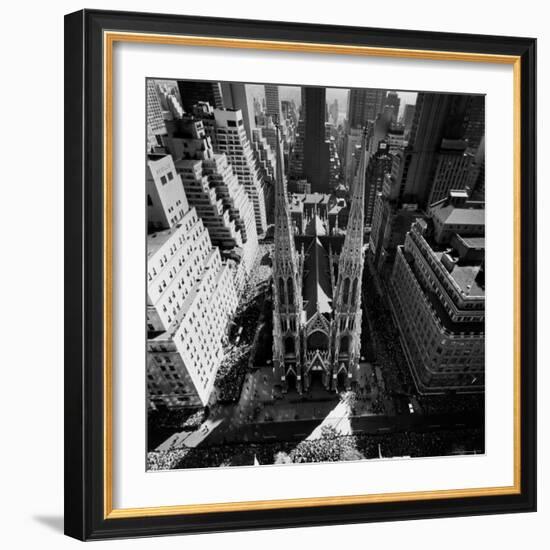 Outside St. Patricks Cathedral During Pope Paul VI's Visit-Michael Rougier-Framed Photographic Print