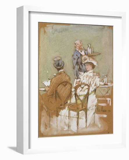 Outside the Cafe on the Grand Boulevard, 1898-Childe Hassam-Framed Giclee Print