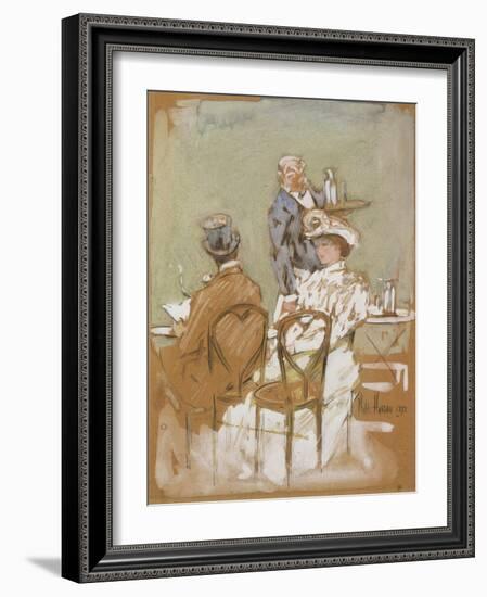 Outside the Cafe on the Grand Boulevard, 1898-Childe Hassam-Framed Giclee Print