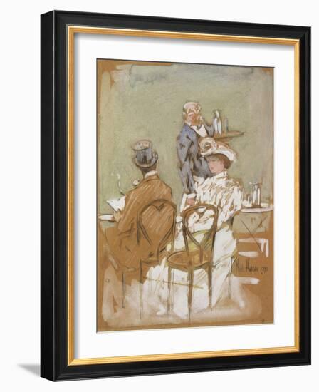 Outside the Cafe on the Grand Boulevard, 1898-Childe Hassam-Framed Giclee Print