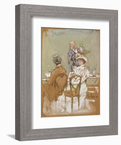 Outside the Cafe on the Grand Boulevard, 1898-Childe Hassam-Framed Giclee Print