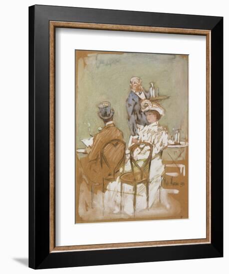 Outside the Cafe on the Grand Boulevard, 1898-Childe Hassam-Framed Giclee Print