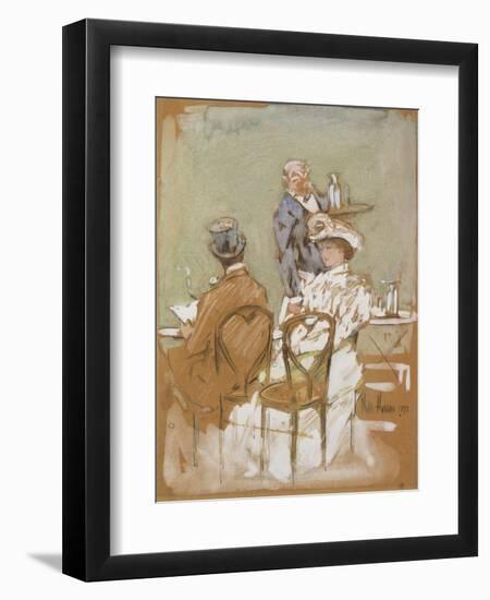 Outside the Cafe on the Grand Boulevard, 1898-Childe Hassam-Framed Giclee Print