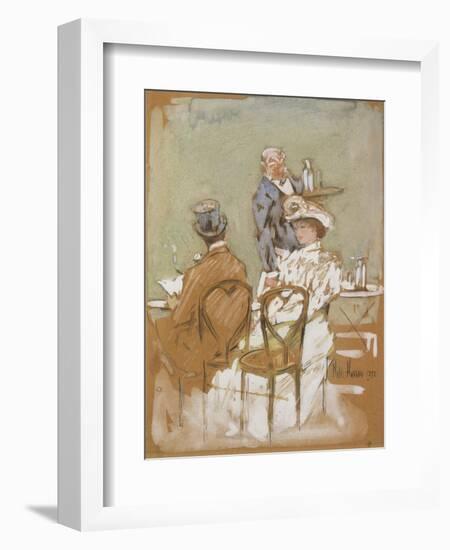 Outside the Cafe on the Grand Boulevard, 1898-Childe Hassam-Framed Giclee Print