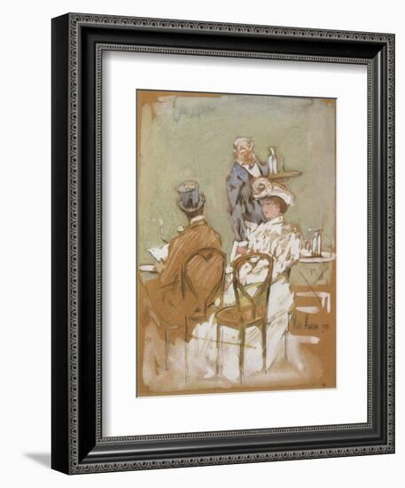 Outside the Cafe on the Grand Boulevard, 1898-Childe Hassam-Framed Giclee Print