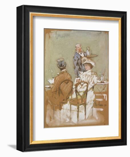 Outside the Cafe on the Grand Boulevard, 1898-Childe Hassam-Framed Giclee Print