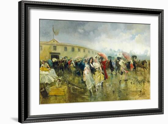 Outside the Plaza De Toros, Madrid, 1897-Eugenio Lucas Villamil-Framed Giclee Print