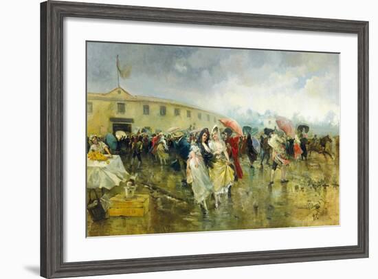 Outside the Plaza De Toros, Madrid, 1897-Eugenio Lucas Villamil-Framed Giclee Print