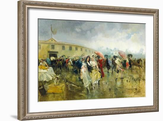 Outside the Plaza De Toros, Madrid, 1897-Eugenio Lucas Villamil-Framed Giclee Print