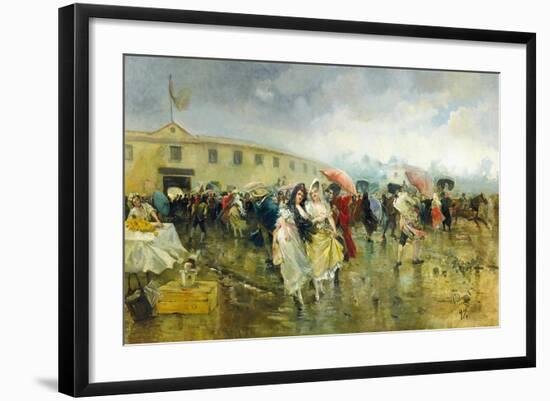 Outside the Plaza De Toros, Madrid, 1897-Eugenio Lucas Villamil-Framed Giclee Print