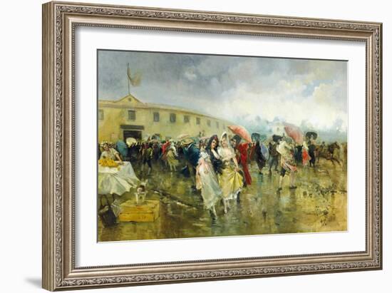 Outside the Plaza De Toros, Madrid, 1897-Eugenio Lucas Villamil-Framed Giclee Print