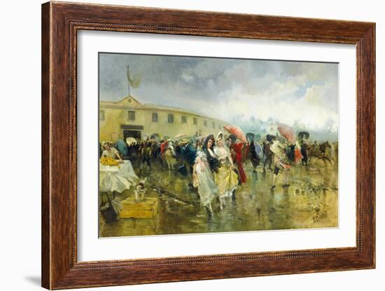 Outside the Plaza De Toros, Madrid, 1897-Eugenio Lucas Villamil-Framed Giclee Print