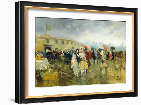 Outside the Plaza De Toros, Madrid, 1897-Eugenio Lucas Villamil-Framed Giclee Print