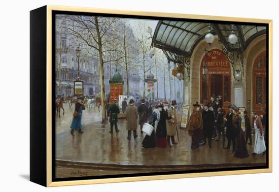 Outside the Theatre Du Vaudeville, Paris-Jean Béraud-Framed Premier Image Canvas